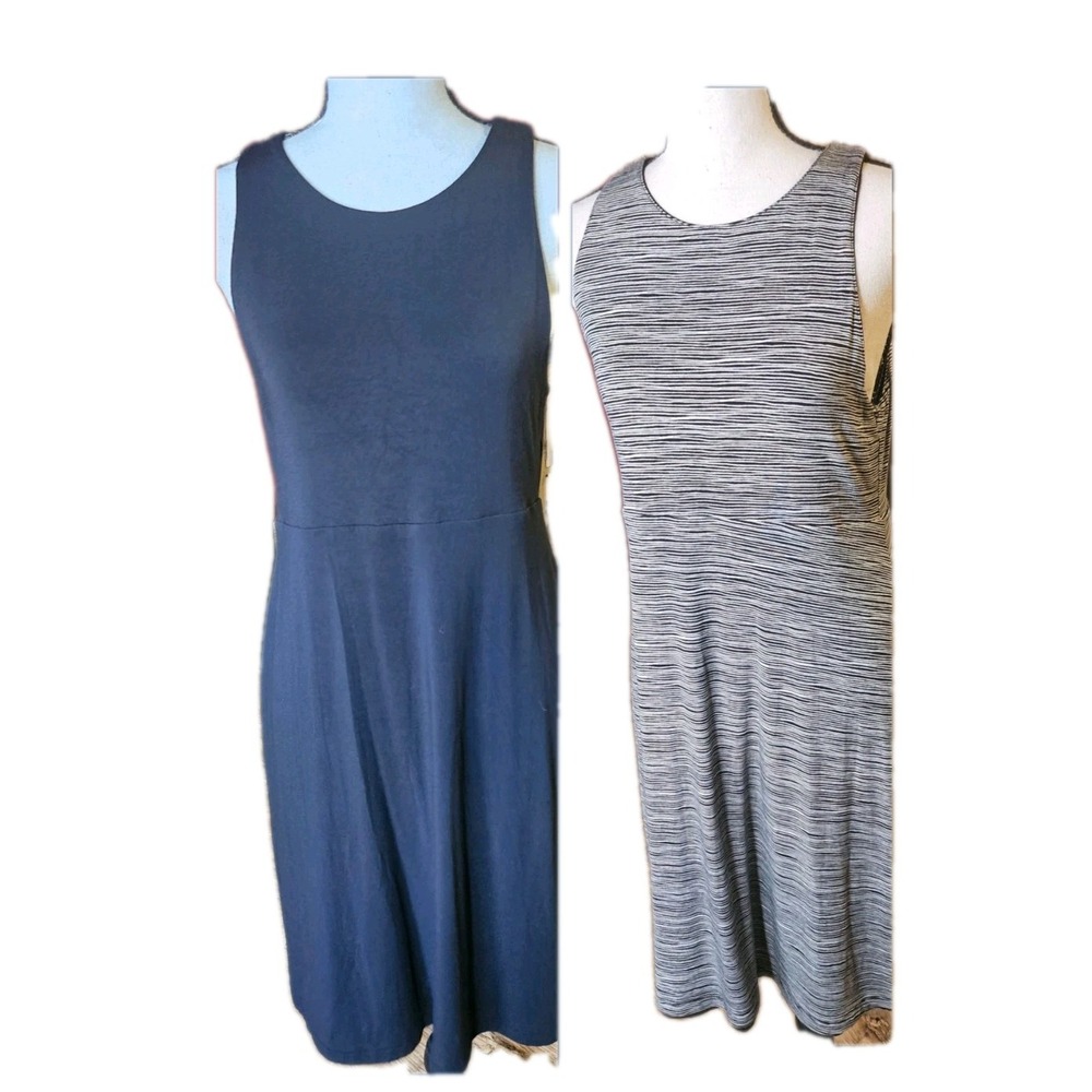 Athleta Santorini Black/Stripe Reversible Dress Womens SZ M,Tennis,Pickleball